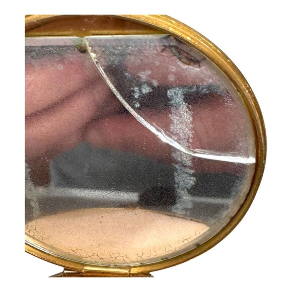 Vintage 1940s Gold Powder Compact Volupte Watchcase Black Tassel Clock READ - Picture 4 of 9